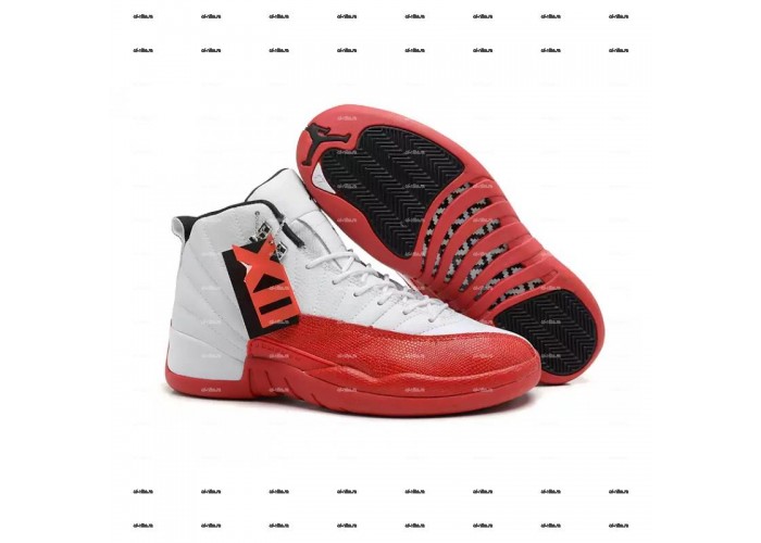 Мужские кроссовки Nike Air Jordan 12 Retro (бело-красный)