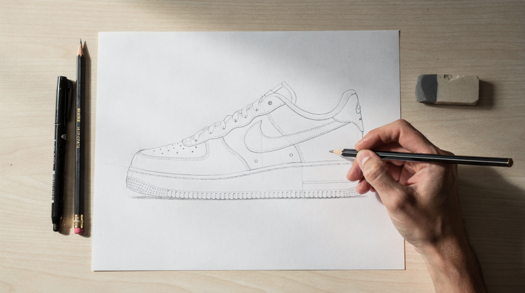 Базовый скетчинг кроссовка: рисуем силуэт в духе Nike Air Force 1
